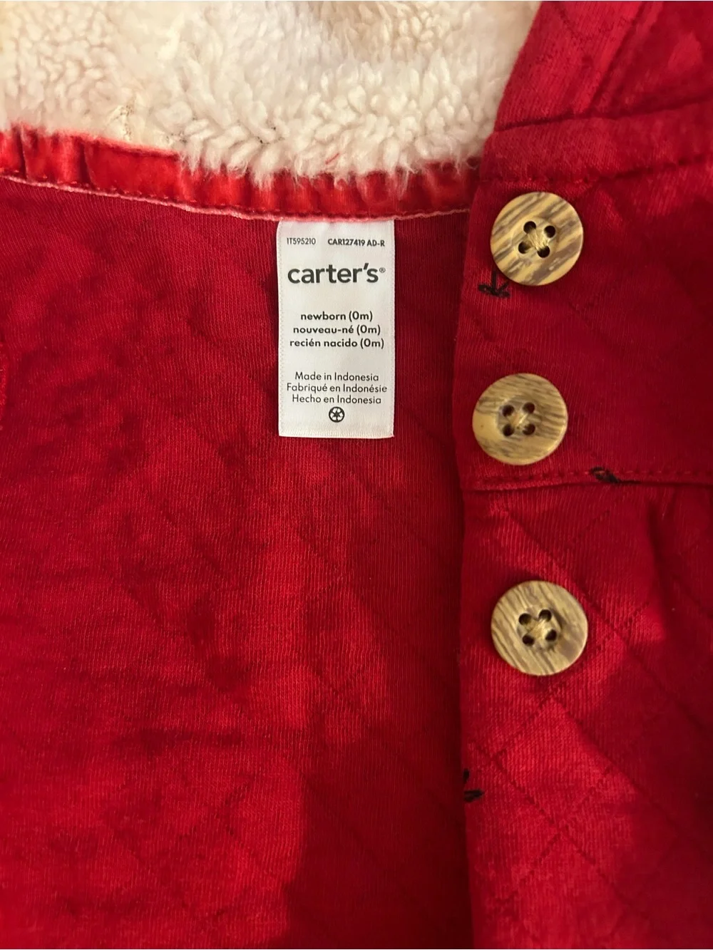 Carter's Red Quilted Hooded vest and bodysuit set